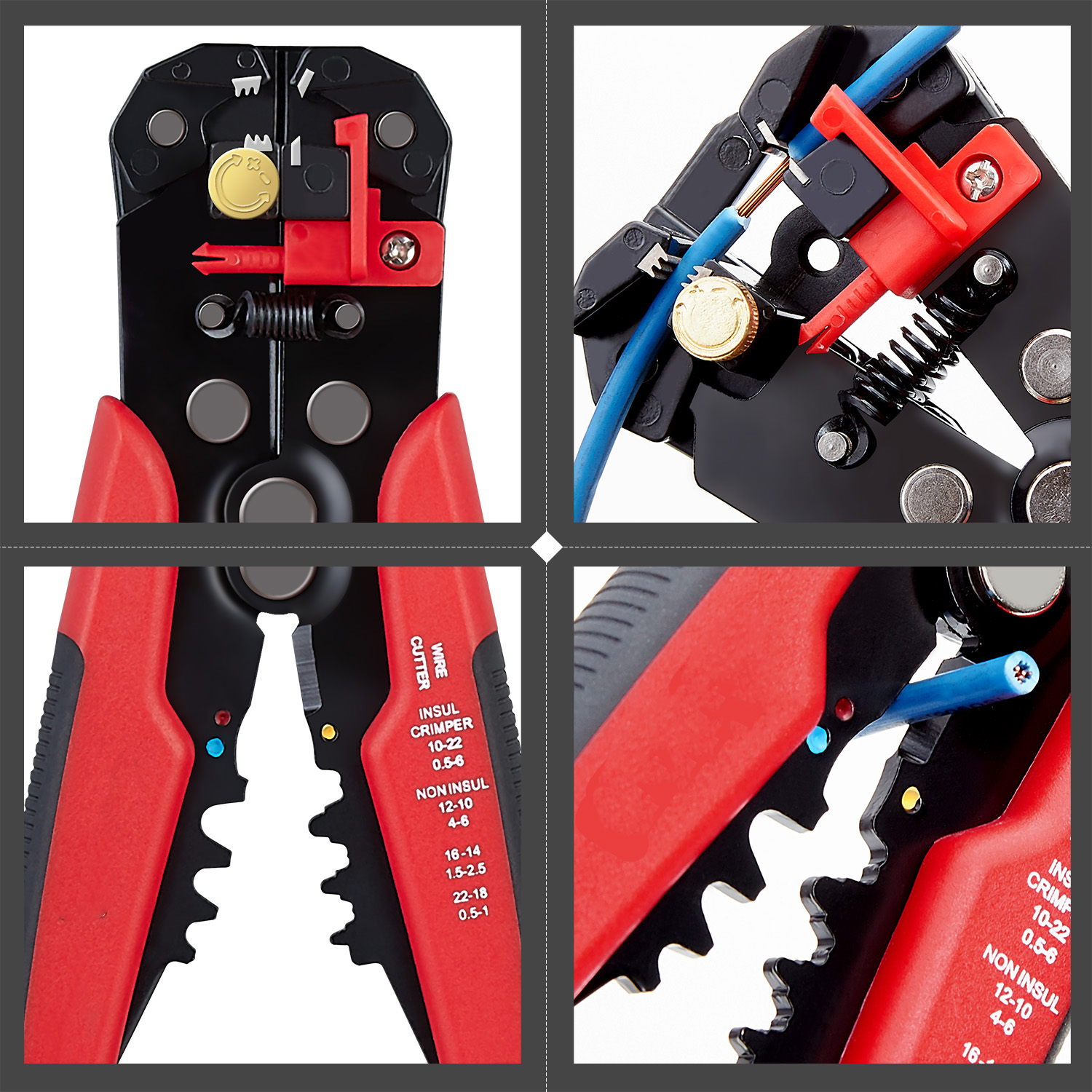 Set pentru decablat si sertizat, cleste dezizolare si 280 conectori terminali mama-tata, 0.2-6.0mm2 pt decablare, 0.5-6.0mm2 pt sertizare, onuvio®