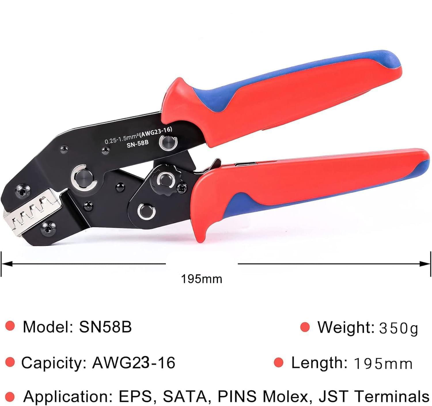 Cleste profesional onuvio®, multifunctional, pentru sertizare cu 5 falci interschimbabile, geanta transport,  0.25-1.5mm / 23-16 awg