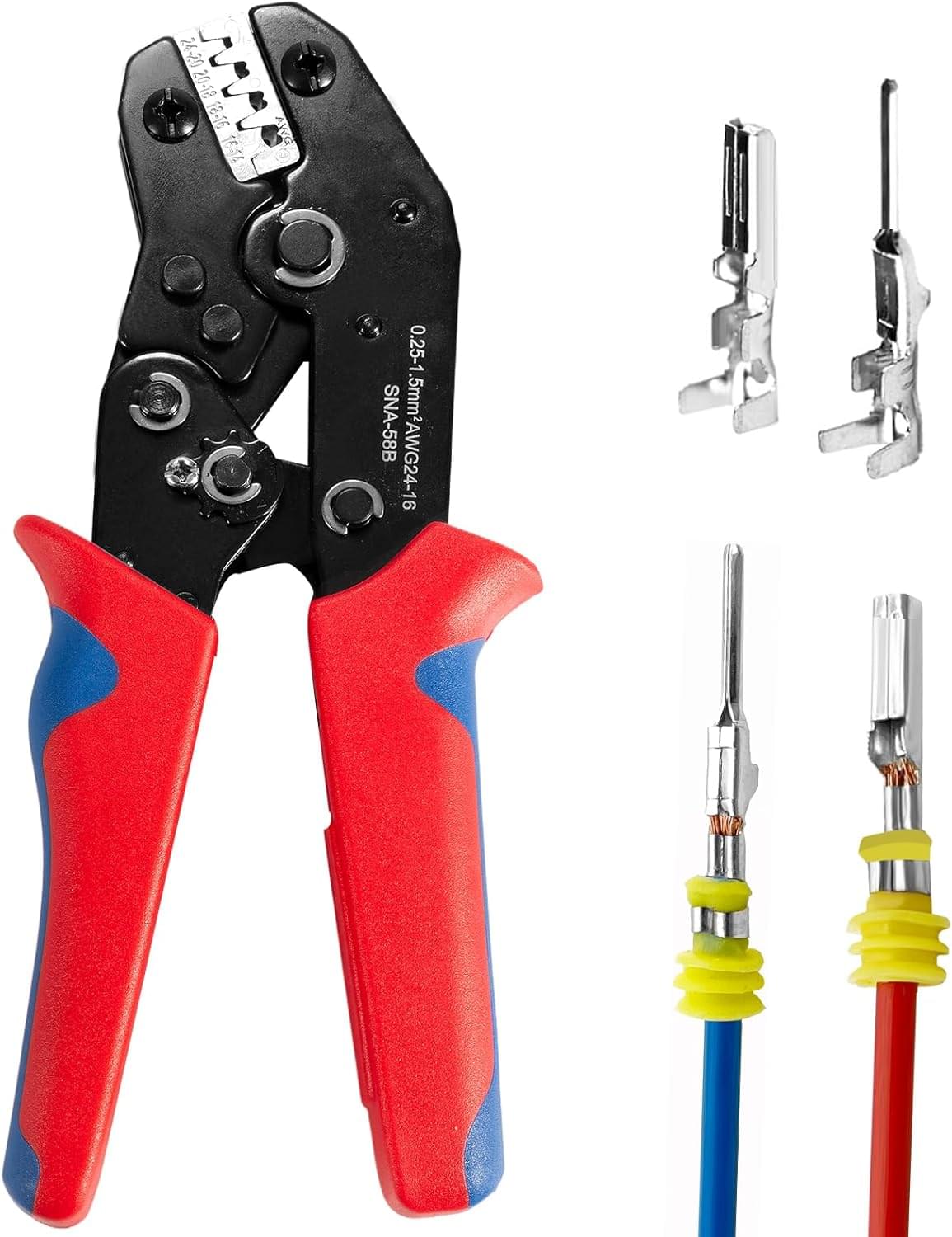 Cleste profesional onuvio®, multifunctional, pentru sertizare cu 5 falci interschimbabile, geanta transport,  0.25-1.5mm / 23-16 awg