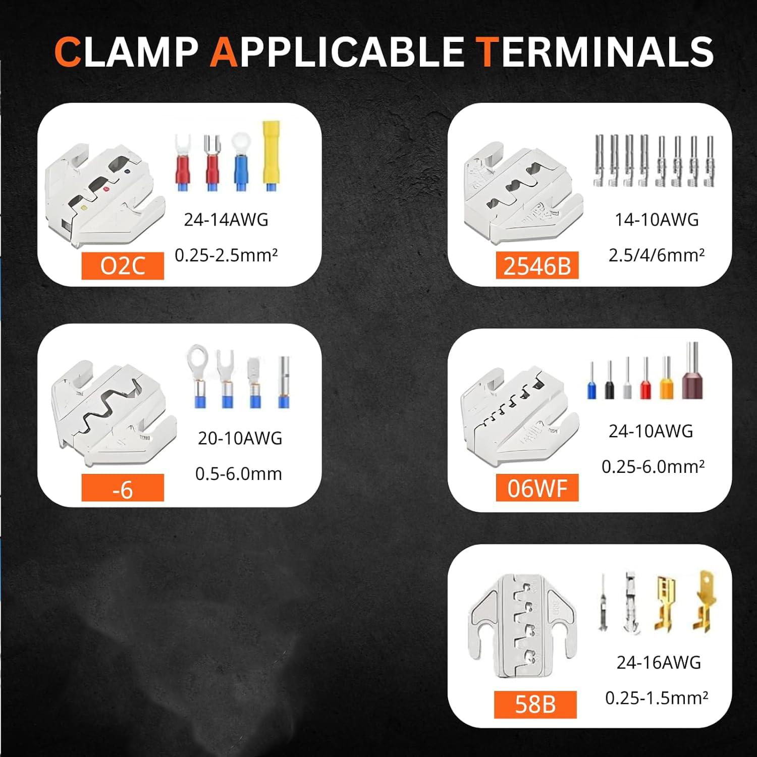 Cleste profesional onuvio®, multifunctional, pentru sertizare cu 5 falci interschimbabile, geanta transport,  0.25-1.5mm / 23-16 awg