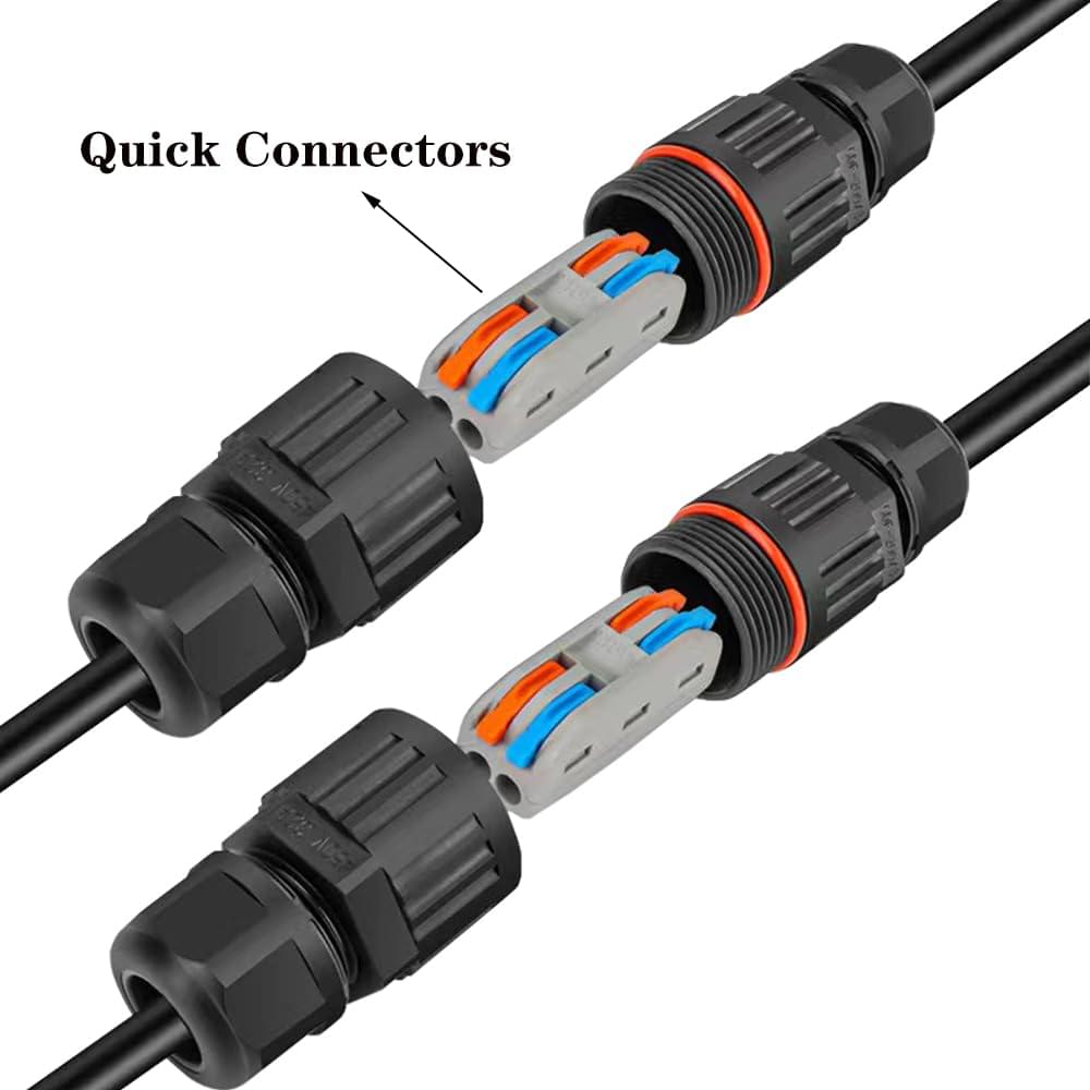 Set 2 conectori electrici tubulari ermetici pentru exterior – protecție umiditate  ip68, conexiune rapidă cu levier, 2 poli, cablu 4-10mm, onuvio®