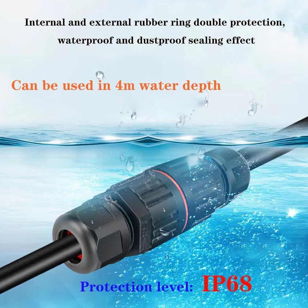 Set 2 conectori electrici tubulari ermetici pentru exterior – protecție umiditate  ip68, conexiune rapidă cu levier, 2 poli, cablu 4-10mm, onuvio®