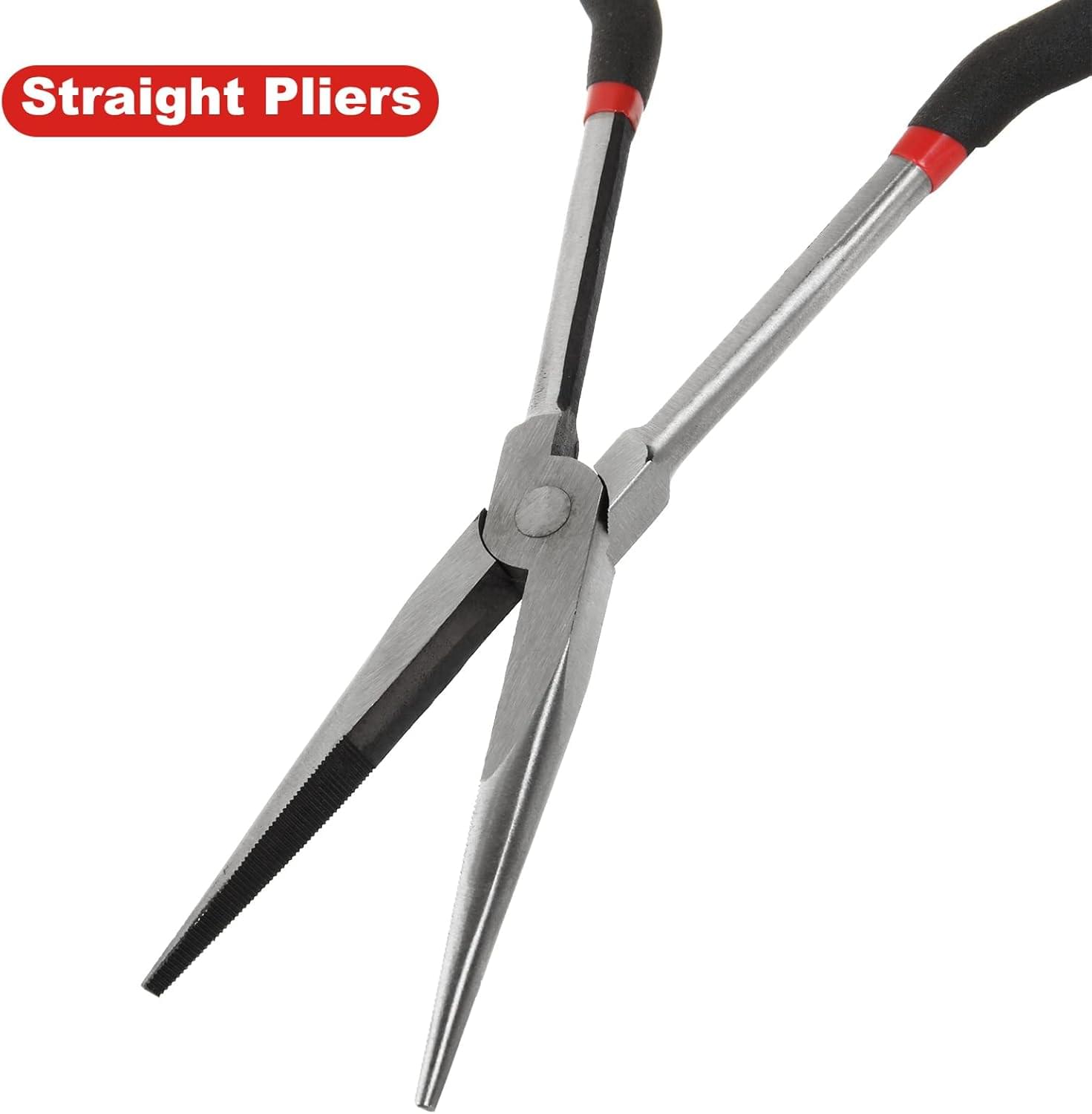 Set 4 clești profesionali lungi 28 cm – clește drept, clește vârf 90°, clește vârf 45°, clește tip o pentru furtun – trusă de scule auto, reparații, bricolaj si husatransport, onuvio®