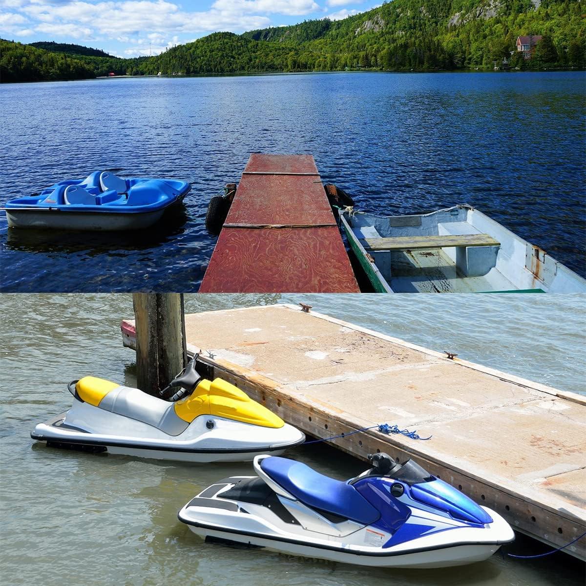 Set 2 parame elastice bungee 1,2–2,1 m cu carabină inox – mooring extensibil pentru barcă, ponton, jet ski - albastru