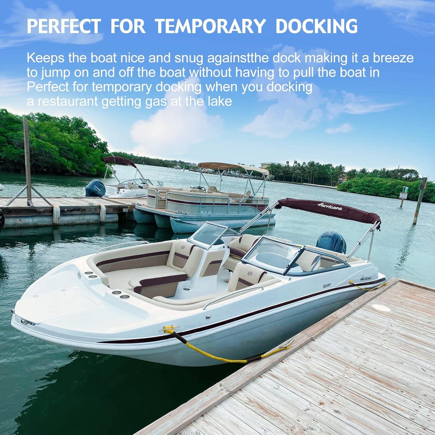 Set 2 parame elastice bungee 1,2–2,1 m cu buclă marinărească – mooring extensibil pentru barcă și ponton - galben