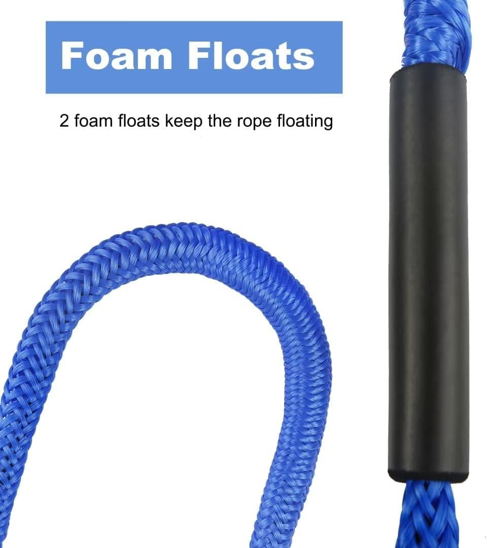 Set 2 parame elastice bungee 1,2–2,1 m cu buclă marinărească – mooring extensibil pentru barcă și ponton - albastru
