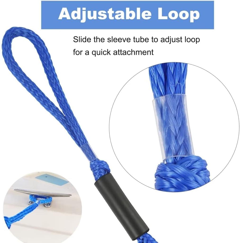 Set 2 parame elastice bungee 1,2–2,1 m cu buclă marinărească – mooring extensibil pentru barcă și ponton - albastru