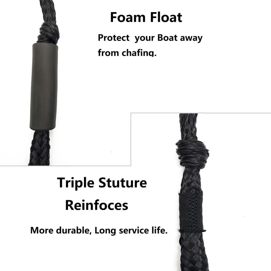 Set 2 parame elastice bungee 1,2–2,1 m cu buclă marinărească – mooring extensibil pentru barcă și ponton - negru