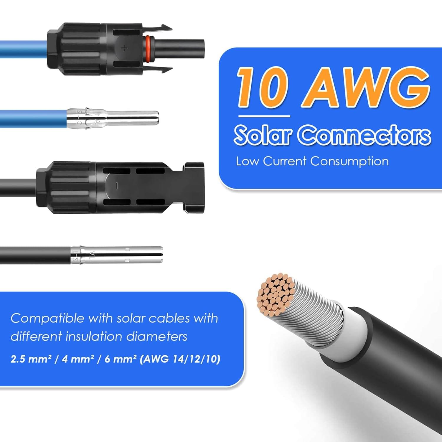 Set 10 conectori mc4 onuvio® pentru panouri solare fotovoltaice, mamă/tată, 1000v 45a, certificare ce rohs, rezistent la apa ip67