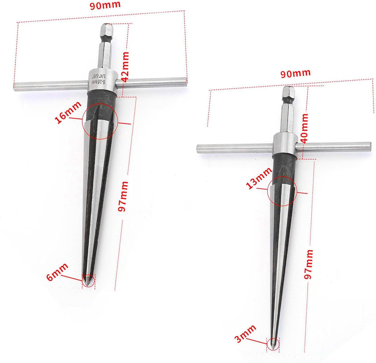Set alezor conic, alezor manual și alezor conic gradual onuvio® pentru sanfren și cepuri, pentru găuri de 3-13 mm și 5-16 mm, lemn, metal sau aluminiu