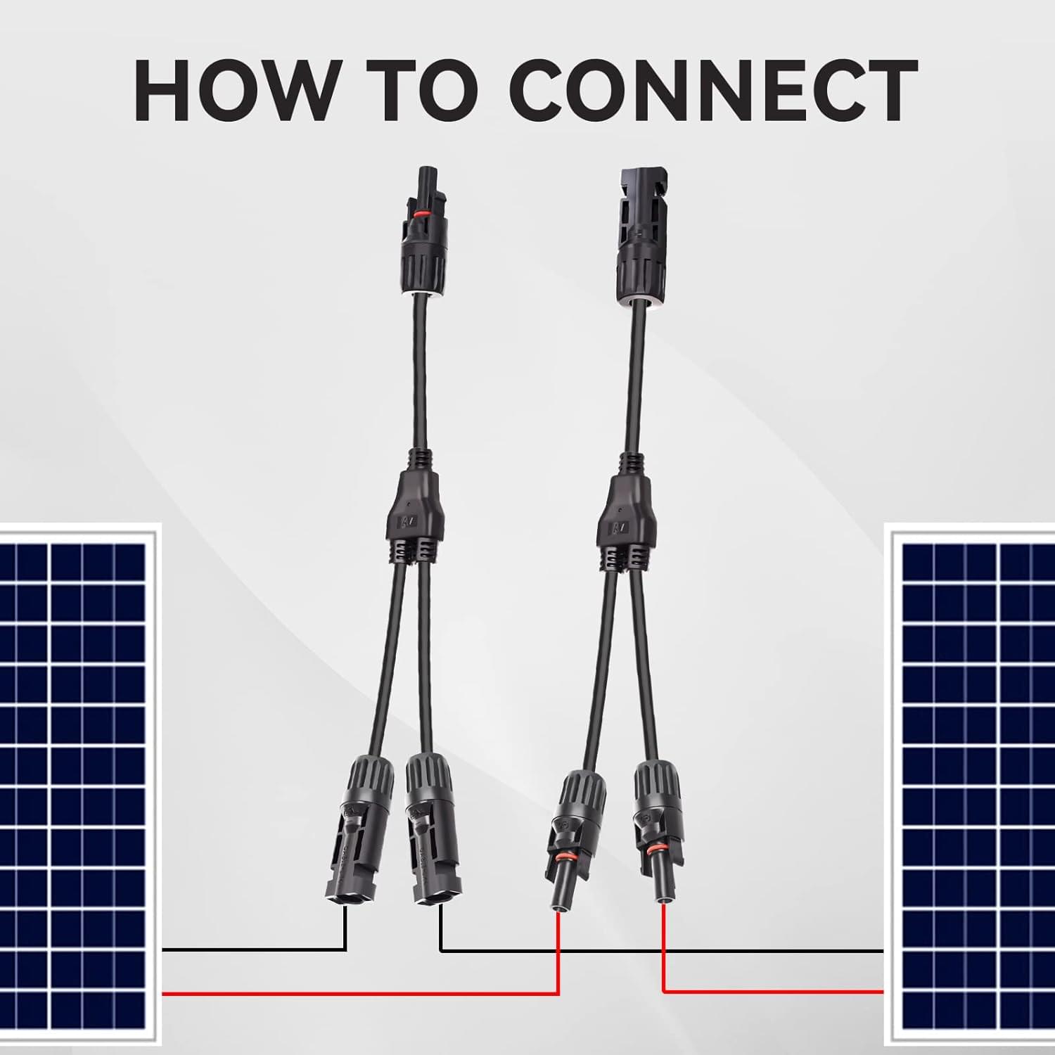 Splitter conector solar mc4 1 la 2 (y) – pereche m/ff + f/mm, 1000v dc 30a, ip67, 2,5mm, 4mm, 6mm, certificari ce & rohs – onuvio®