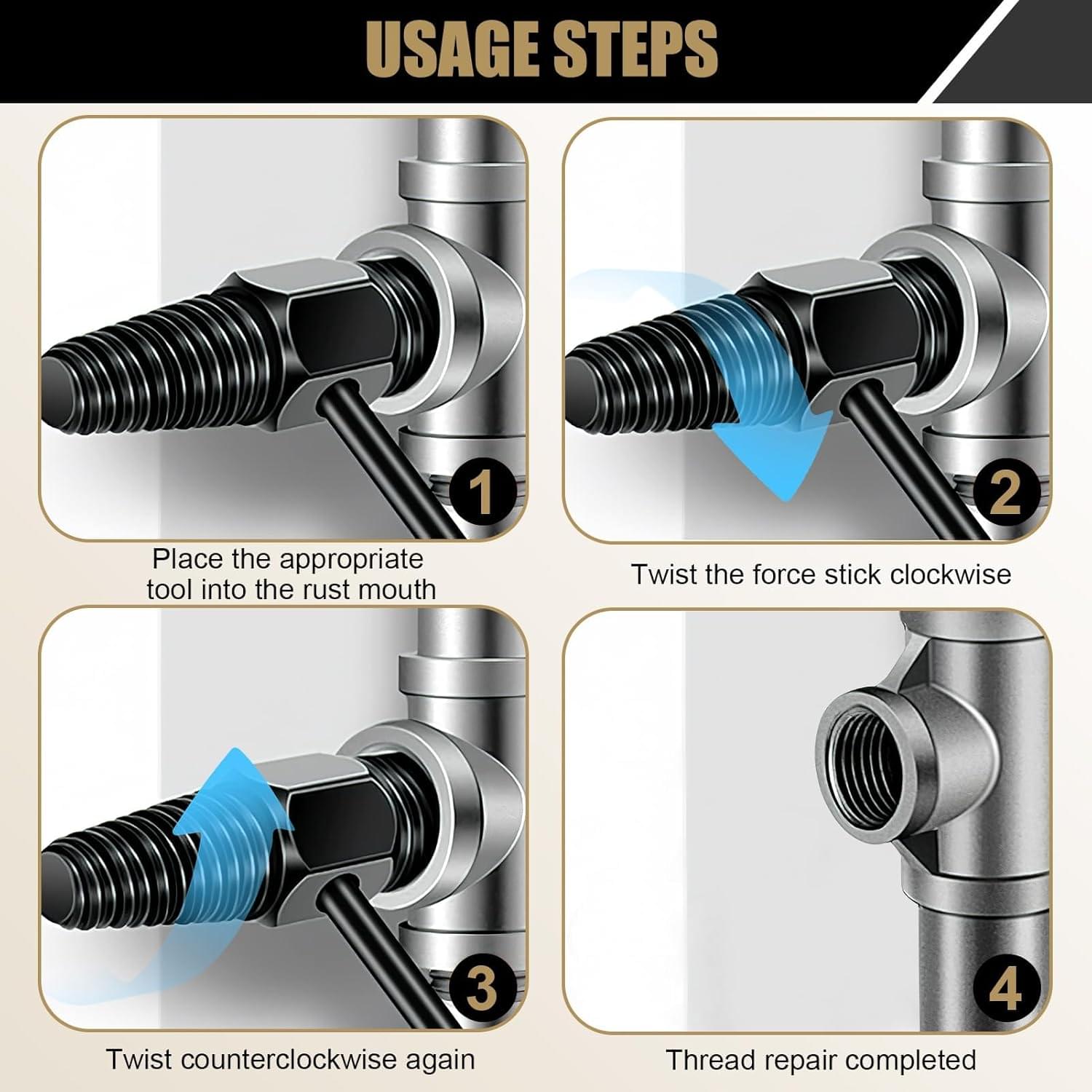 Set instalatii filiere si tarozi pentru tevi ppr/pvc – 1 tol, 3/4, 1/2, portfiliera + extractor capete rupte/blocate 1/2 & 3/4 – onuvio®