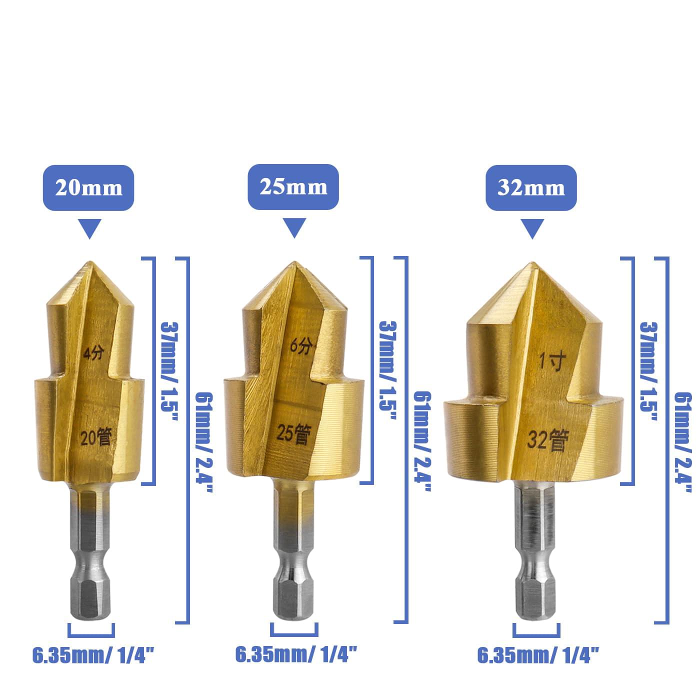 Set 3 alezoare conice de sanfrenare interioara pentru tevi ppr/pvc – prindere 1/4