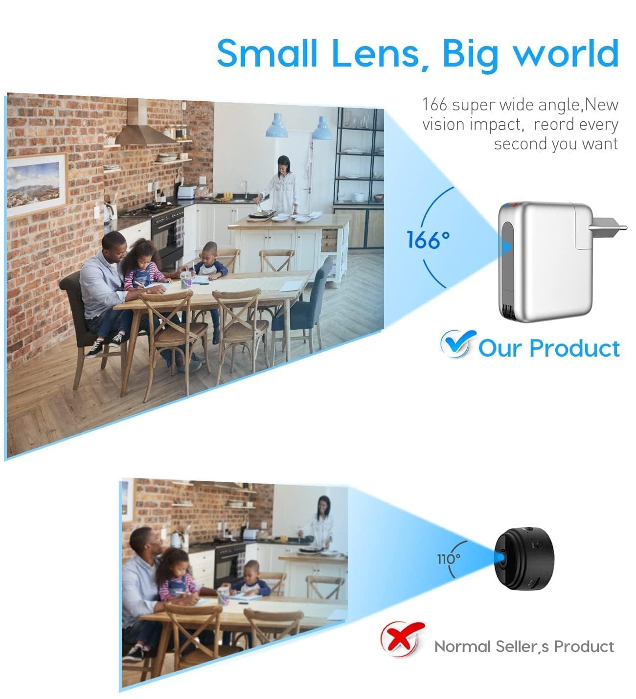 Mini camera incarcator 4k b22 cu wifi, night vision ir, detectare miscare, unghi 166°, suport microsd 128gb, onuvio® - 64 gb