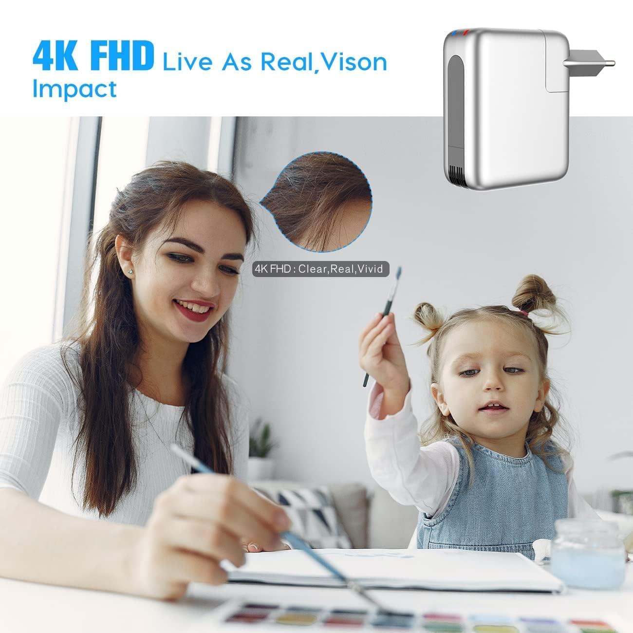 Mini camera incarcator 4k b22 cu wifi, night vision ir, detectare miscare, unghi 166°, suport microsd 128gb, onuvio® - 64 gb