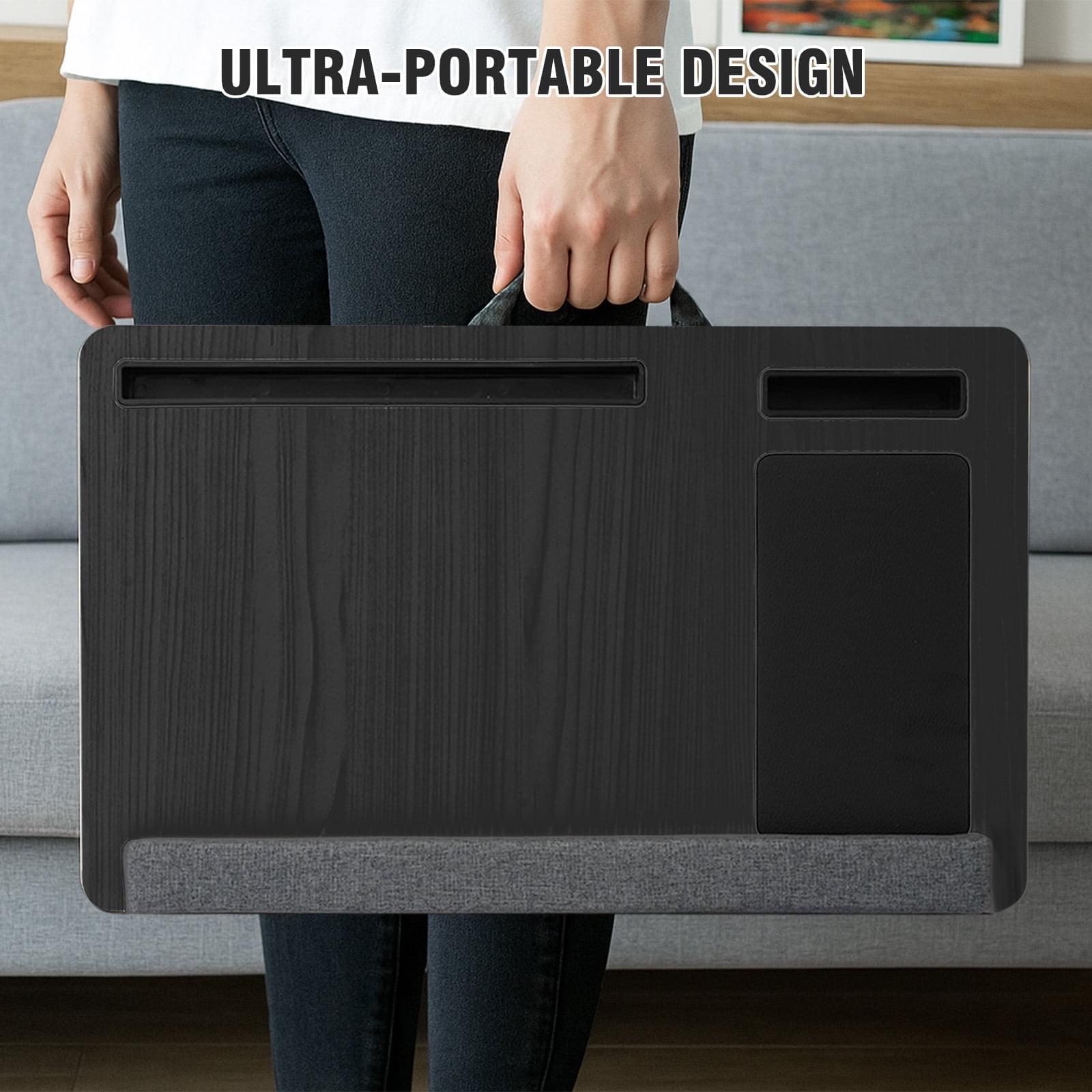 Masuta laptop pentru poala onuvio® tip bed desk / lazy table 55x34 cm, cu suport mouse si suport antebrat cu perne duble de aerisire, pentru laptopuri pana la 17 inch - gri
