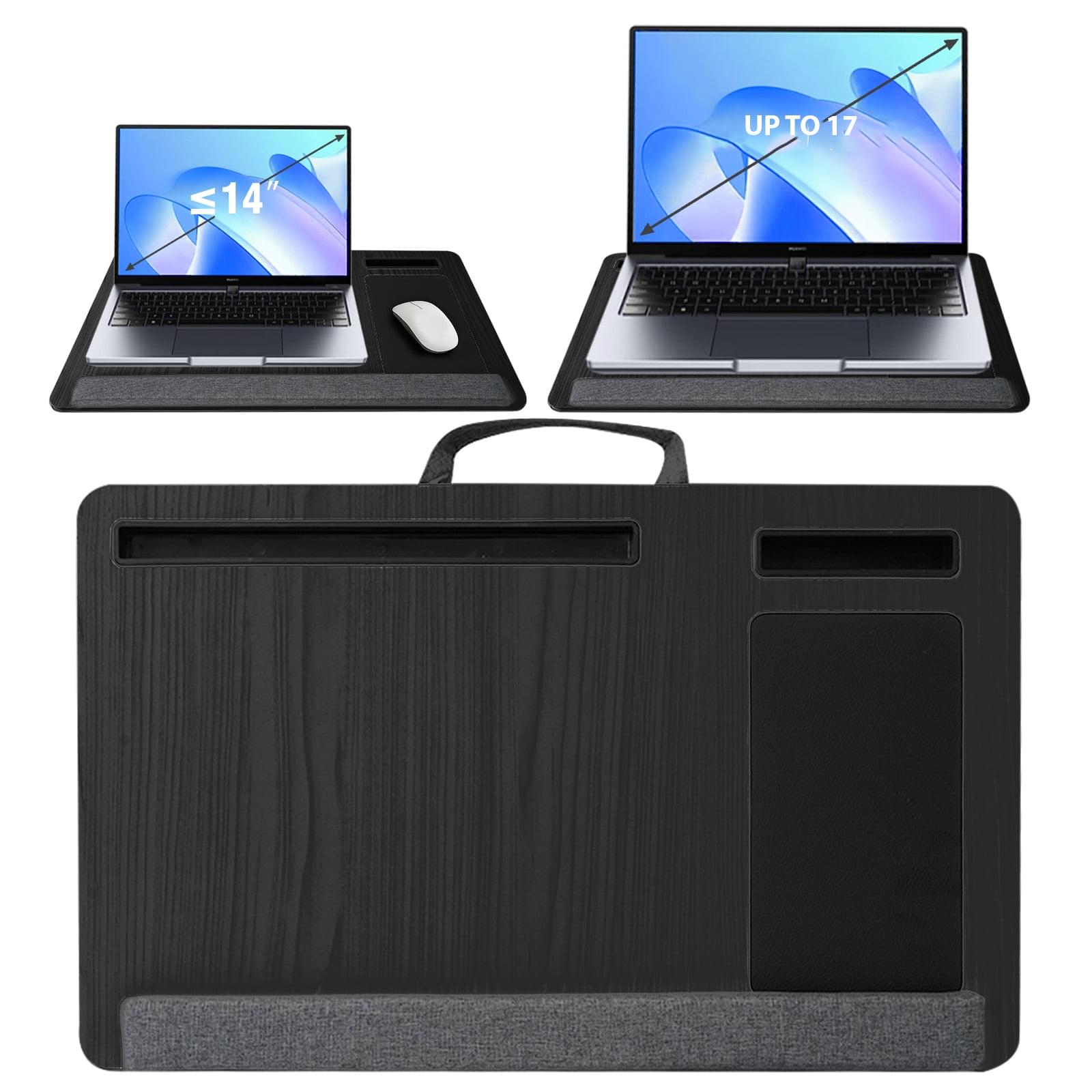 Masuta laptop pentru poala onuvio® tip bed desk / lazy table 55x34 cm, cu suport mouse si suport antebrat cu perne duble de aerisire, pentru laptopuri pana la 17 inch - gri