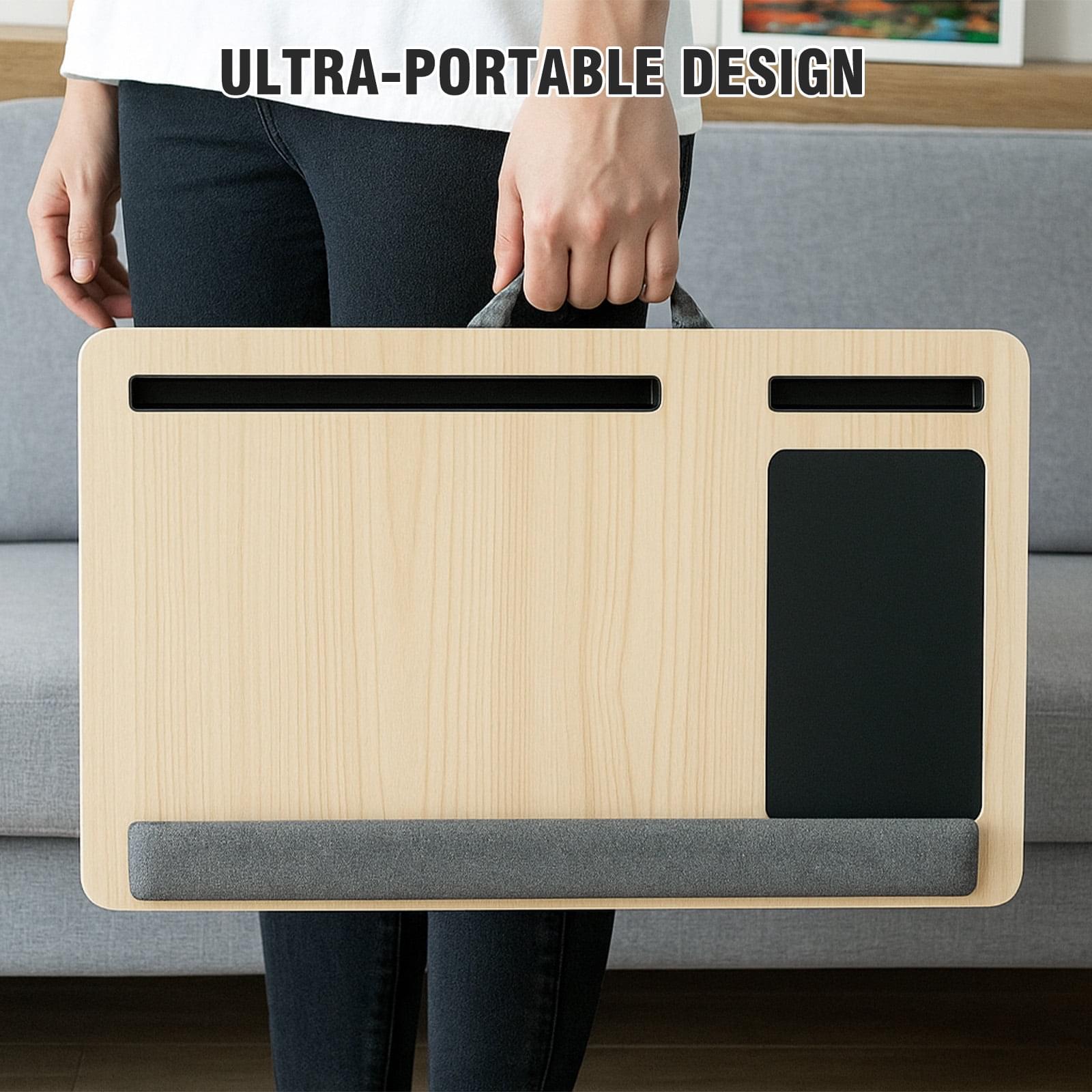 Masuta laptop pentru poala onuvio® tip bed desk / lazy table 55x34 cm, cu suport mouse si suport antebrat cu perne duble de aerisire, pentru laptopuri pana la 17 inch - alb