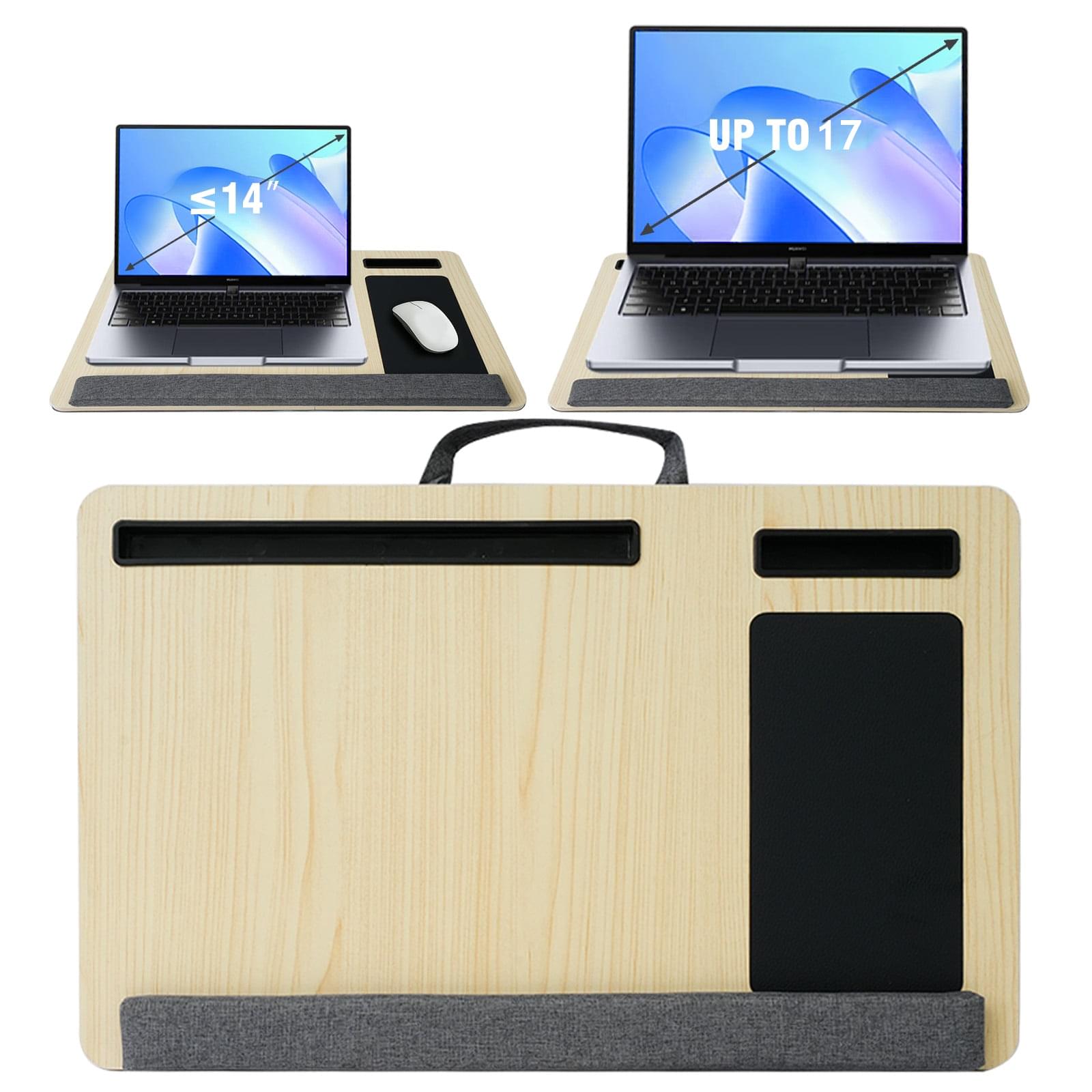 Masuta laptop pentru poala onuvio® tip bed desk / lazy table 55x34 cm, cu suport mouse si suport antebrat cu perne duble de aerisire, pentru laptopuri pana la 17 inch - alb