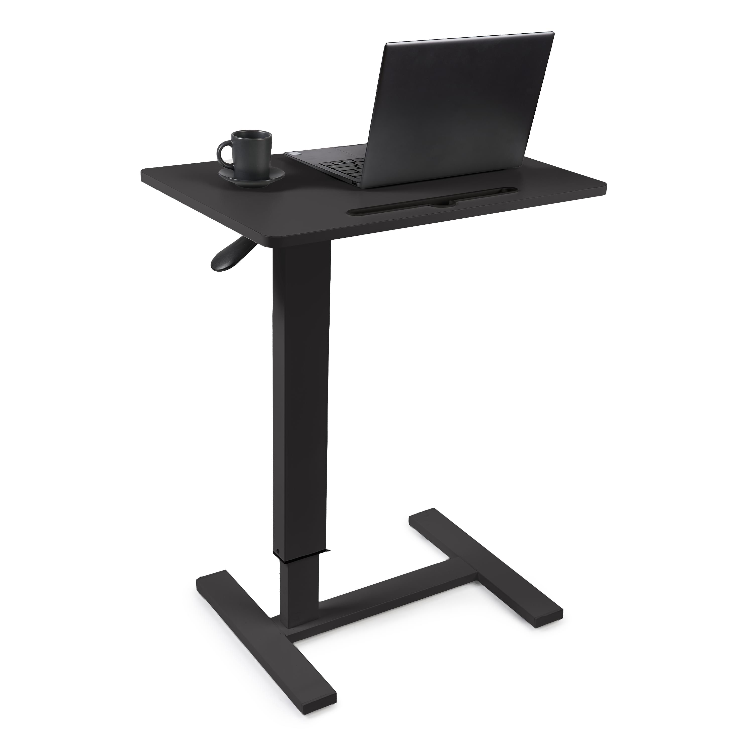 Masa reglabila pe inaltime cu lift pneumatic, cu roti – blat 60x40 cm, inaltime 66–90 cm, masa laterala pentru pat/canapea, onuvio® - negru