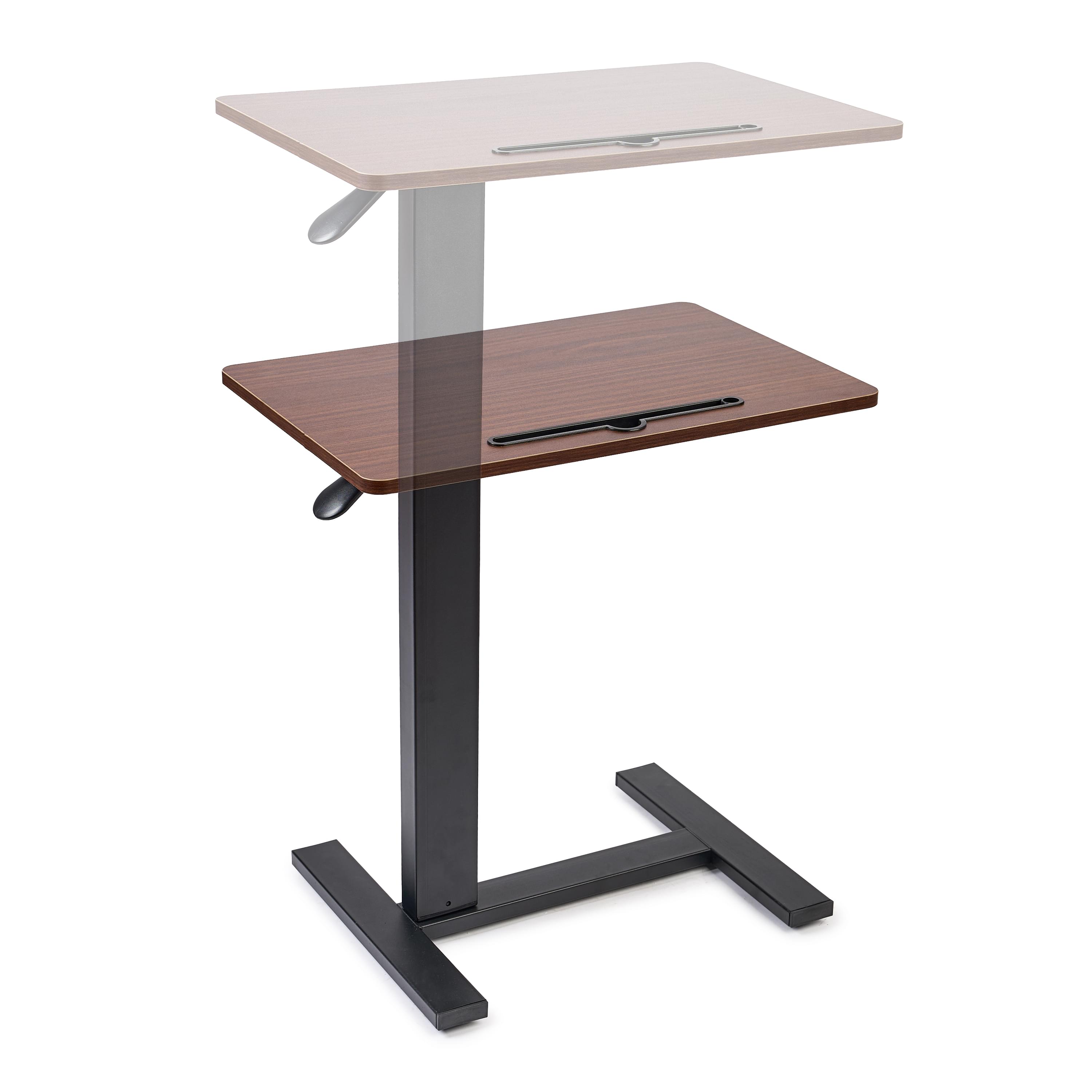 Masa reglabila pe inaltime cu lift pneumatic, cu roti – blat 60x40 cm, inaltime 66–90 cm, masa laterala pentru pat/canapea, onuvio® - maro