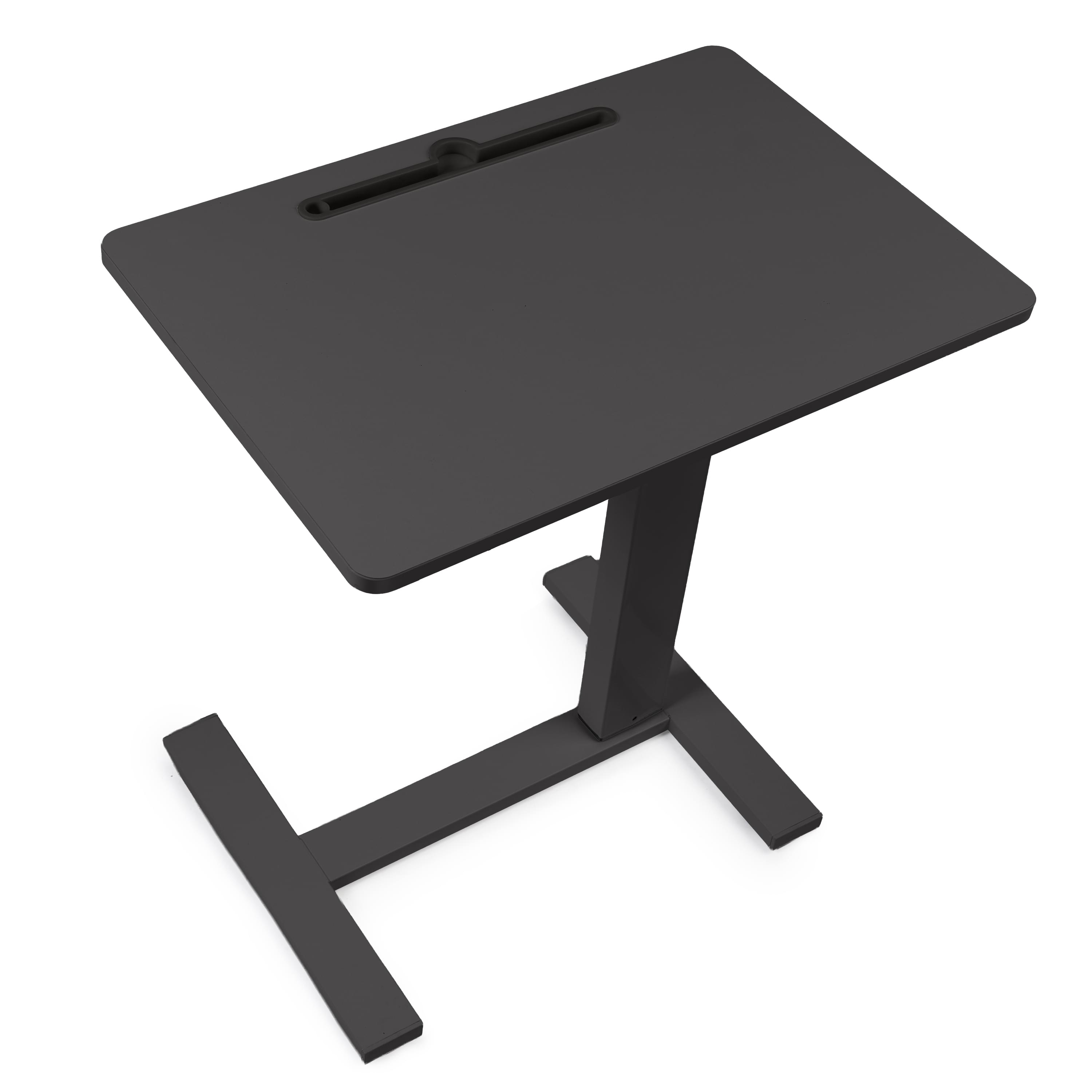 Masa reglabila pe inaltime cu lift pneumatic, cu roti – blat 60x40 cm, inaltime 66–90 cm, masa laterala pentru pat/canapea, onuvio® - negru