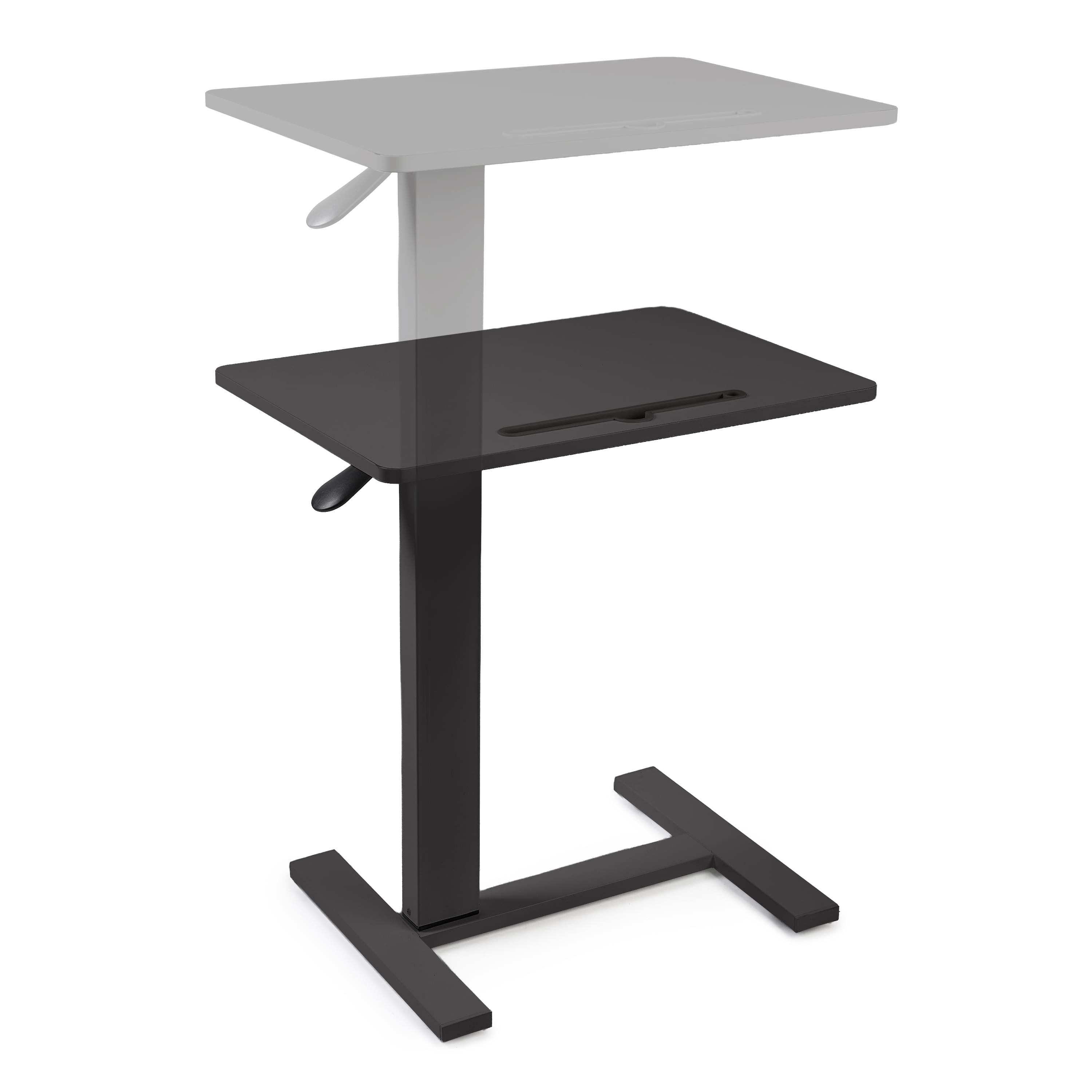Masa reglabila pe inaltime cu lift pneumatic, cu roti – blat 60x40 cm, inaltime 66–90 cm, masa laterala pentru pat/canapea, onuvio® - negru