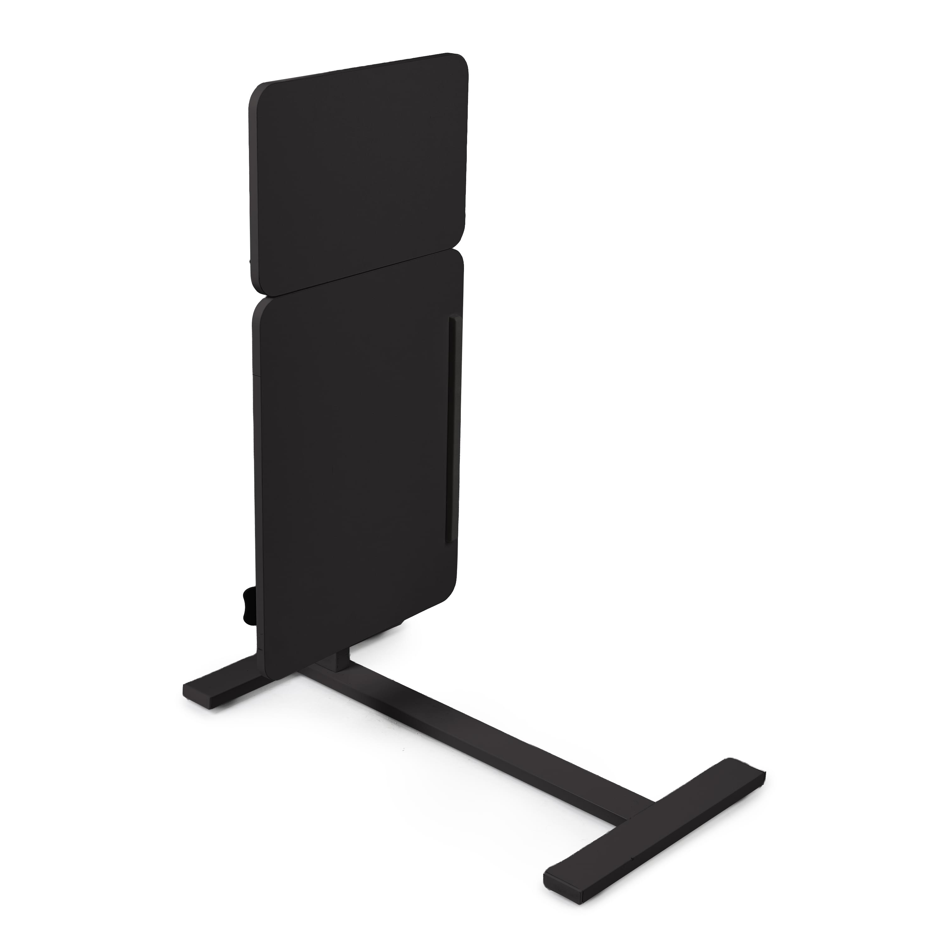 Masa reglabila pe inaltime cu lift pneumatic, blat 80x40 cm in 2 parti (inclinabil + rabatabil pentru depozitare), cu roti, 66–90 cm, baza tip „c” pentru pat/canapea, onuvio® - negru