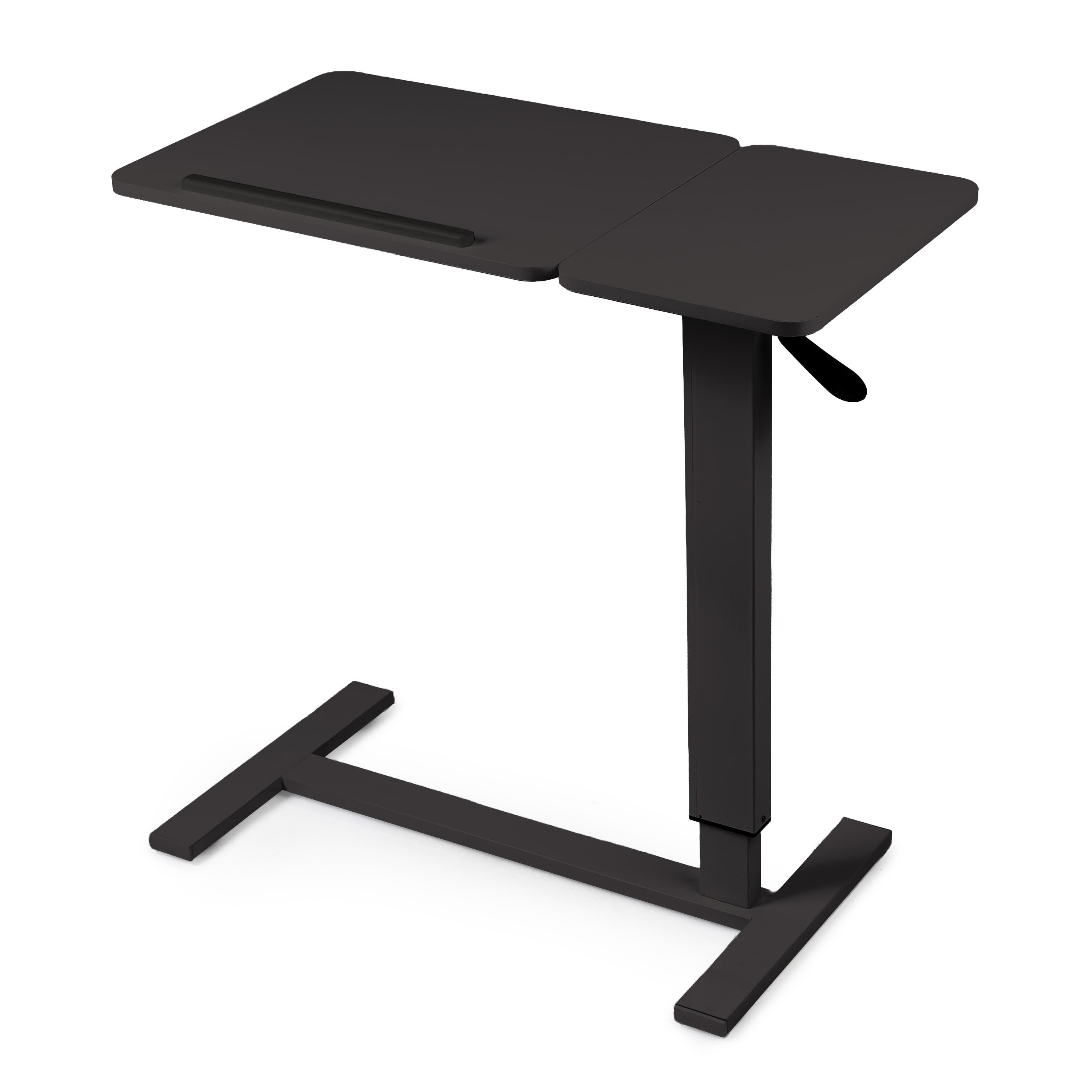 Masa reglabila pe inaltime cu lift pneumatic, blat 80x40 cm in 2 parti (inclinabil + rabatabil pentru depozitare), cu roti, 66–90 cm, baza tip „c” pentru pat/canapea, onuvio® - negru
