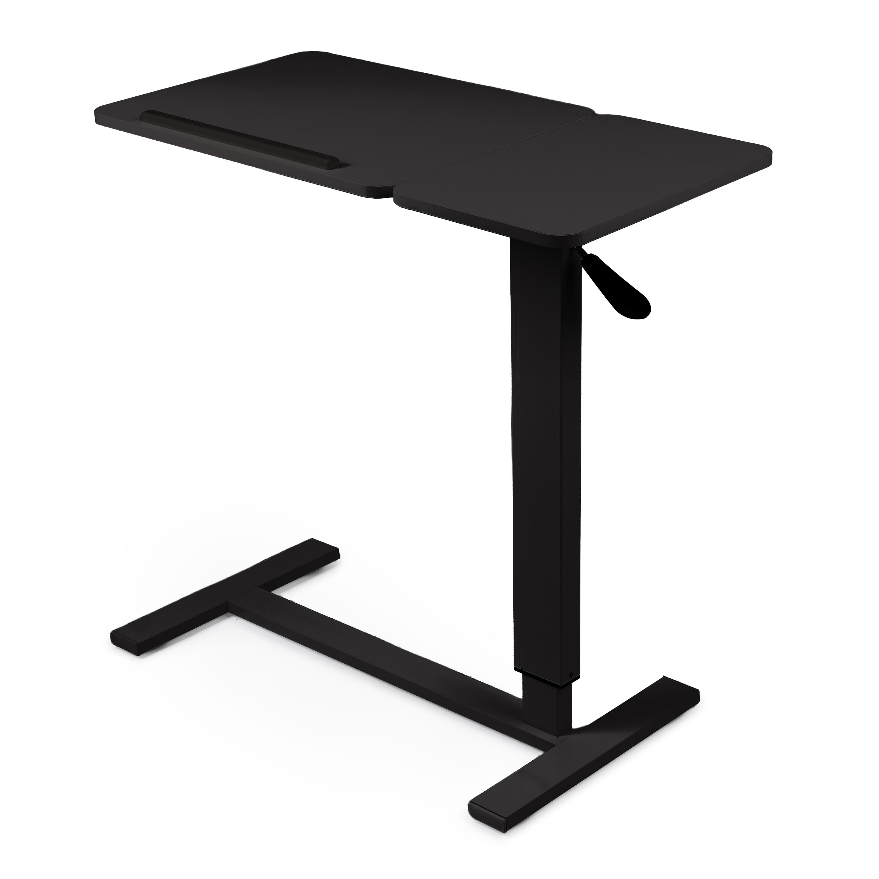 Masa reglabila pe inaltime cu lift pneumatic, blat 80x40 cm in 2 parti (inclinabil + rabatabil pentru depozitare), cu roti, 66–90 cm, baza tip „c” pentru pat/canapea, onuvio® - negru