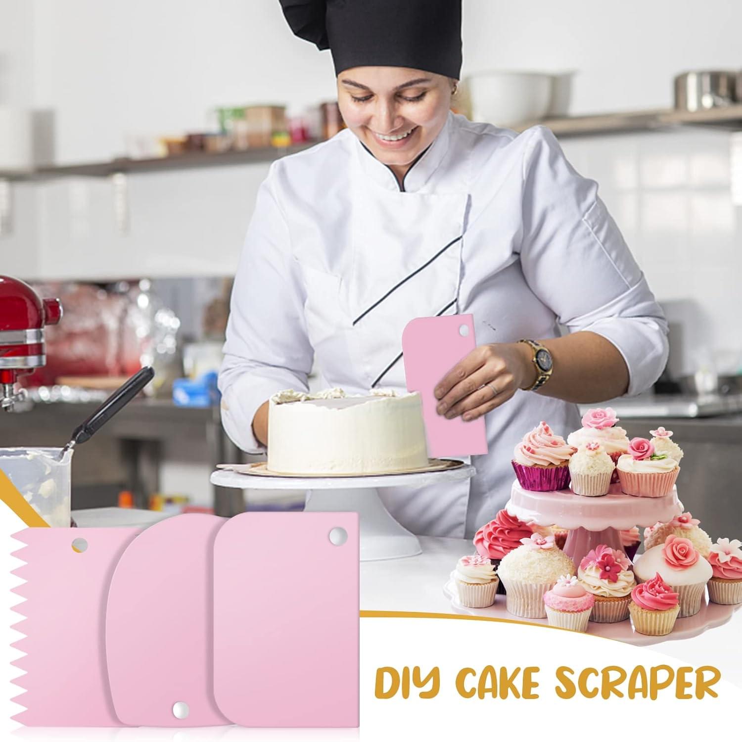 Set seringa de ornat profesionala din otel inoxidabil 304 onuvio® – pentru decorare torturi, prajituri si briose, 6 duze + 2 cuplaje, 3 spatule/raclete, perie curatare - roz