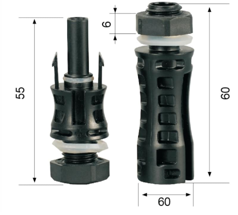 Set 4 conectori mc4 panel-mount evo2 m+f onuvio – 1500v 30a, trecere prin panou pentru cutii de distributie si panouri electrice, cablu solar 2.5–6 mm2, kit 2 mama + 2 tata, cu piulita si o-ring