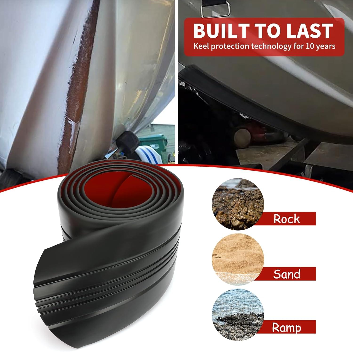 Banda protectoare 3m pentru chila ambarcatiuni – onuvio® keel guard autoadeziv hdpe + frp, pentru fibra de sticla si unele barci din aluminiu, montaj diy - negru