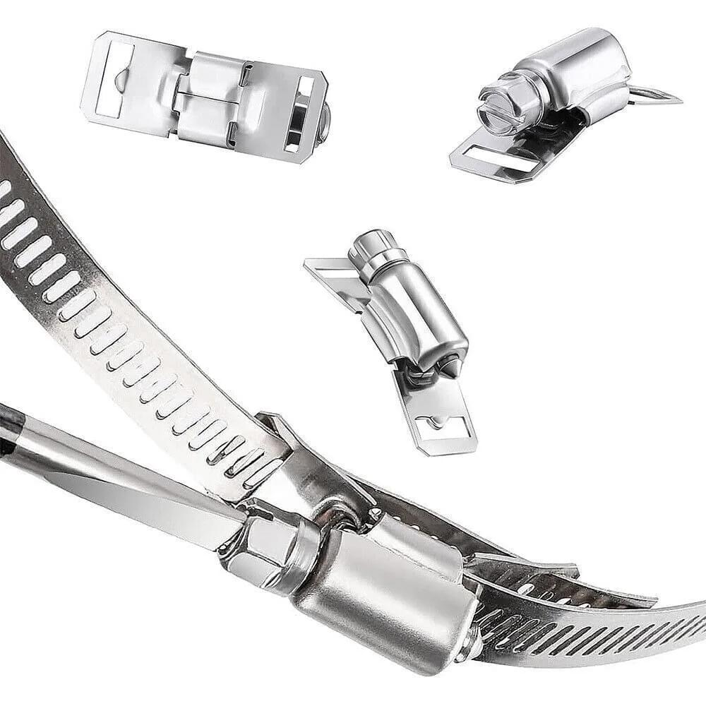 Kit coliere universale 10 metri,  inox 304 – banda perforata 12.5 mm, grosime 0.6 mm, 20 cleme cap ajustabile, coliere la orice diametru, auto/hvac/irigatii – onuvio