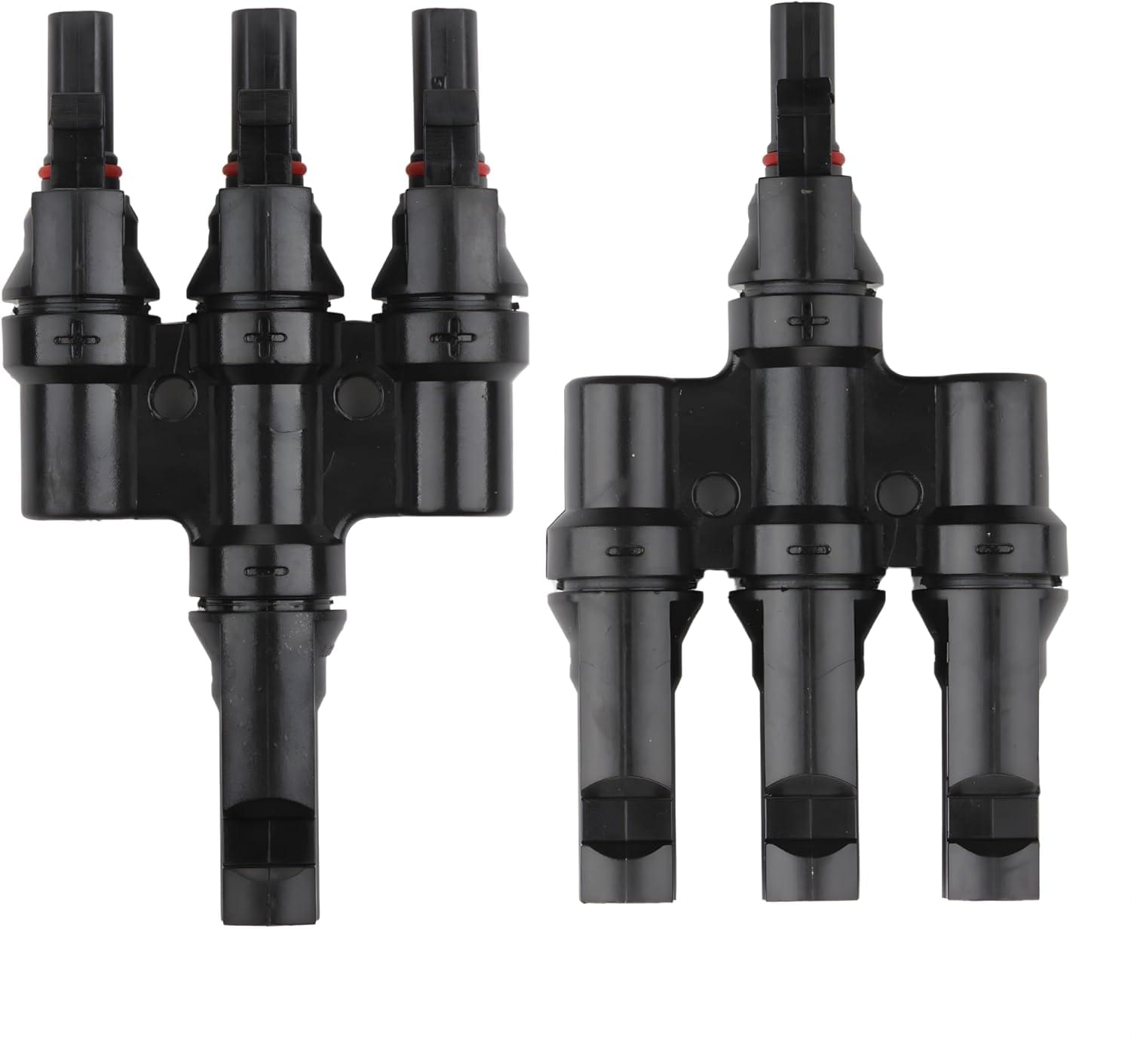 Splitter conector solar mc4 tip t 1 la 3 – pereche m→fff + f→mmm, 1500v dc 50a, ip68, material ppo, rezistent uv, pentru cabluri 2.5 mm2, 4 mm2, 6 mm2 – onuvio®