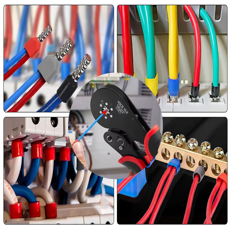 Set sertizare cabluri onuvio®, cleste profesional hexagonal hsc8 16-6, 0.08–16mm2, autoreglabil, + 1900 pini terminali (ferule) 