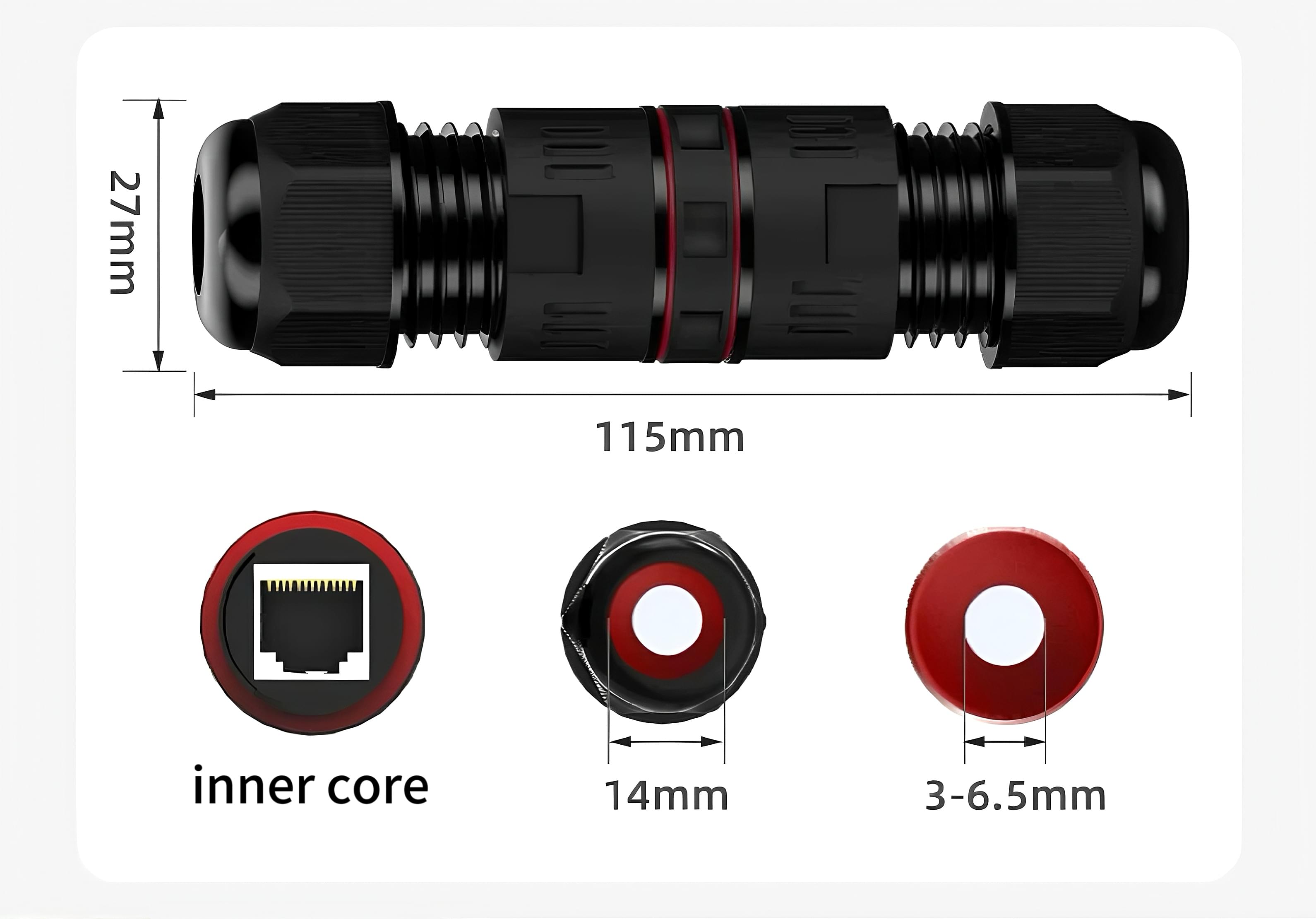 Conector rj45 exterior waterproof ip68, cat6a, prelungitor cablu ethernet, mufa ecranata m25, onuvio®