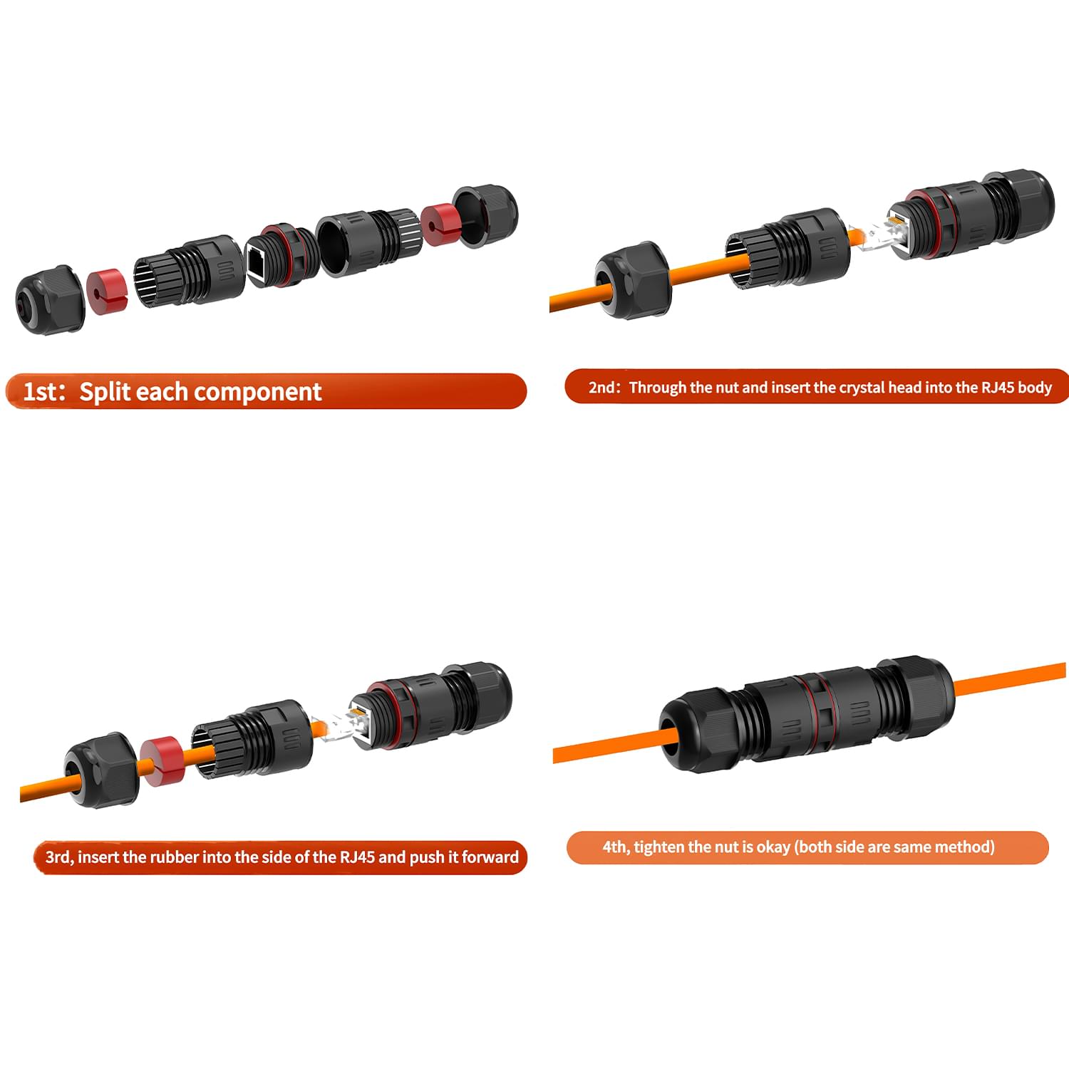 Conector rj45 exterior waterproof ip68, cat6a, prelungitor cablu ethernet, mufa ecranata m25, onuvio®