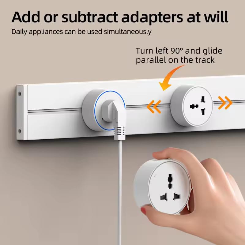 Sina modulara prize onuvio® 50cm, 8000w, 4 adaptoare (3x priza eu cu impamantare + 1x usb + type-c), montaj perete/blat, sistem premium birou/bucatarie, alb