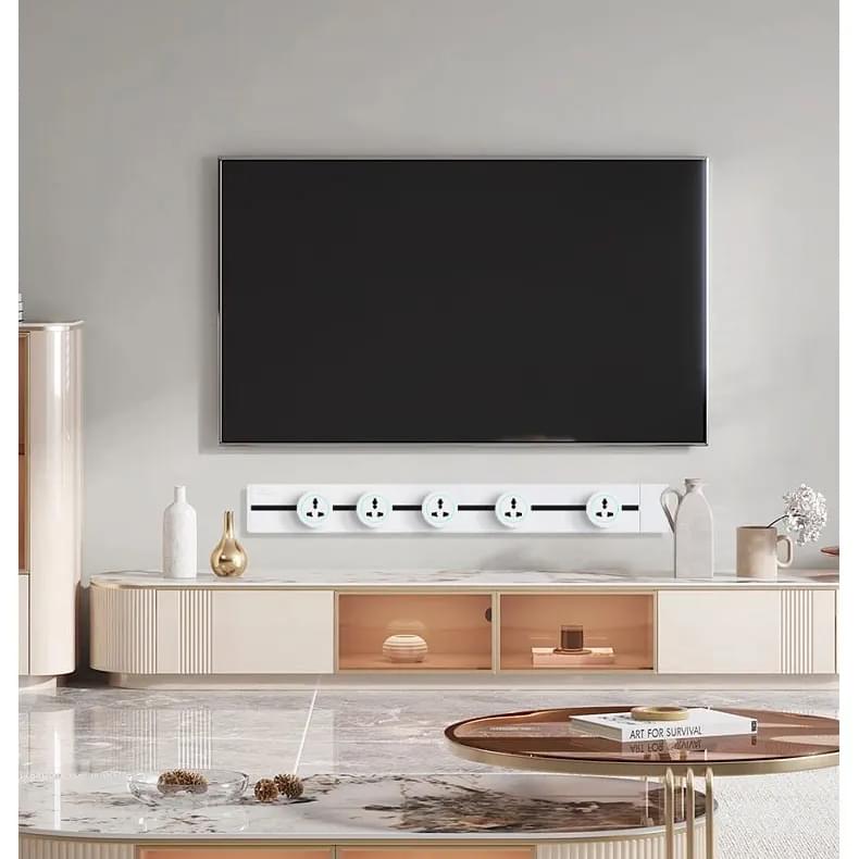 Sina modulara prize onuvio® 100cm, 8000w, 7 adaptoare (6x priza eu cu impamantare + 1x usb + type-c), montaj perete/blat, sistem premium birou/bucatarie, gri