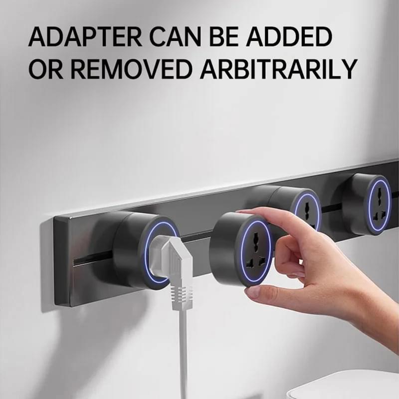 Sina modulara prize onuvio® 100cm, 8000w, 7 adaptoare (6x priza eu cu impamantare + 1x usb + type-c), montaj perete/blat, sistem premium birou/bucatarie, negru