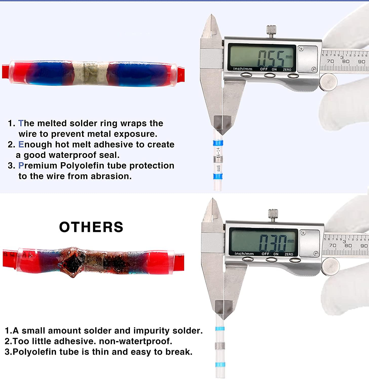 Set 120 conectori electrici termocontractibili profesionali onuvio™ - rezistenți la apă, tuburi termocontractabile cu fludor, lipire și etanșare, cu cutie de transport