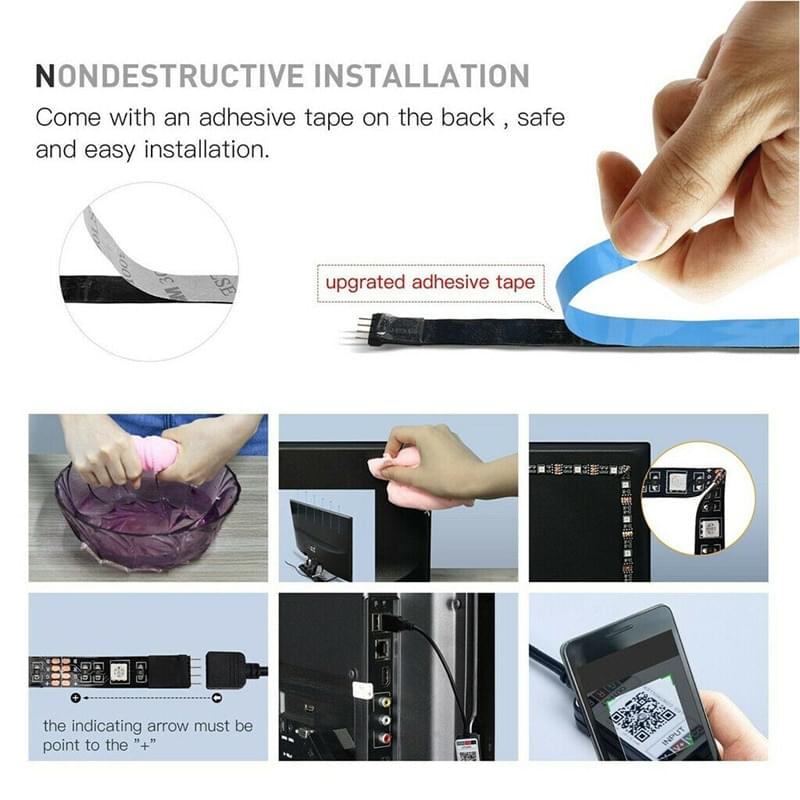 Banda led rgb smd5050, 5 metri,  cu aplicație pentru smartphone pentru iluminare ambientala