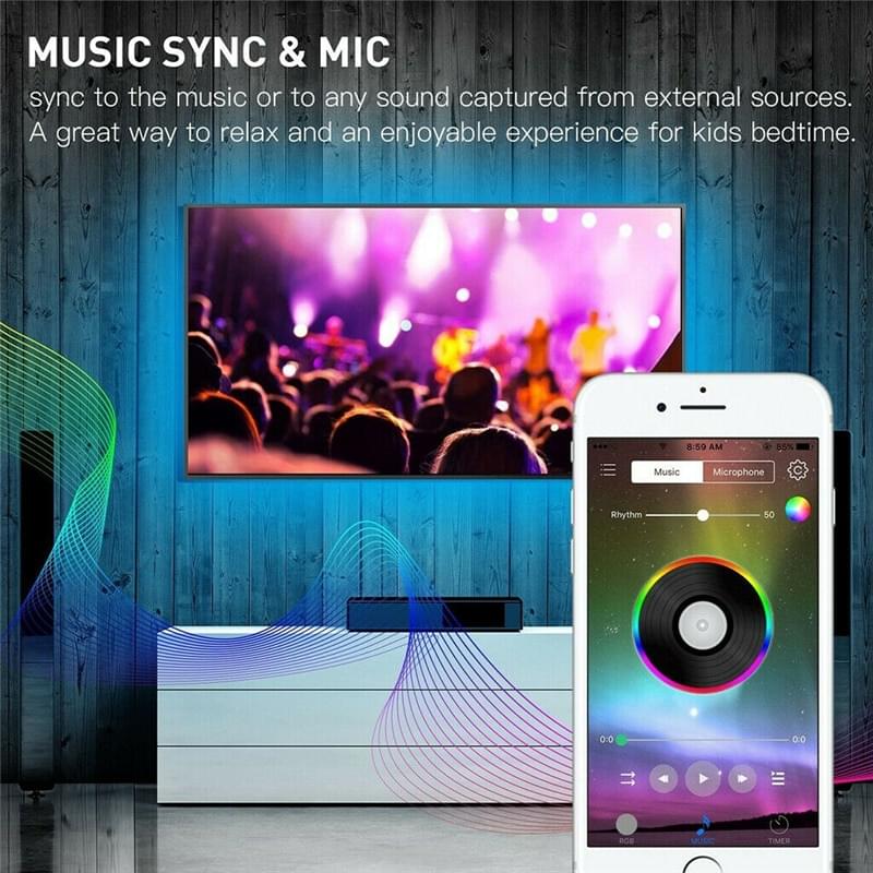 Banda led rgb smd5050, 5 metri,  cu aplicație pentru smartphone pentru iluminare ambientala