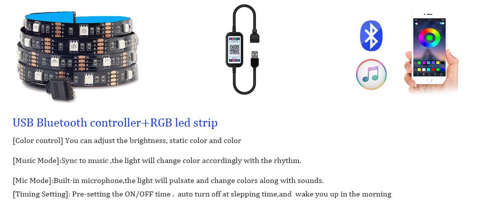 Banda led rgb smd5050, 5 metri,  cu aplicație pentru smartphone pentru iluminare ambientala