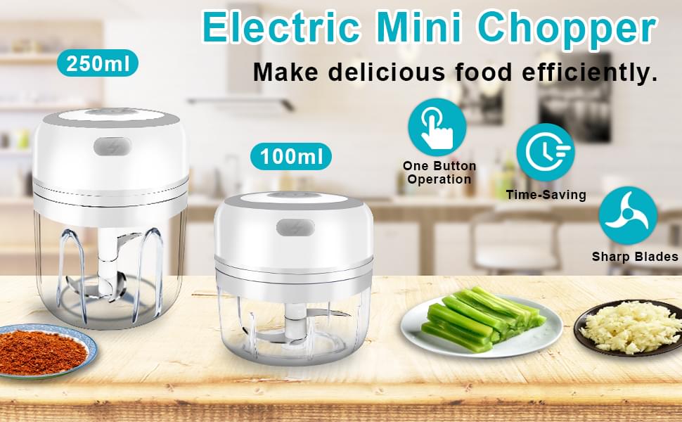 Set mini tocator electric fara fir, usb, capacitate mare, 3 lame, onuvio™ 