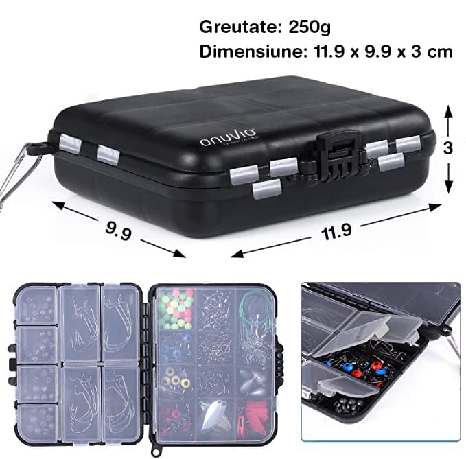Set pescuit cu 187 piese in cutie transport, cu accesorii si momeli , onuvio®
