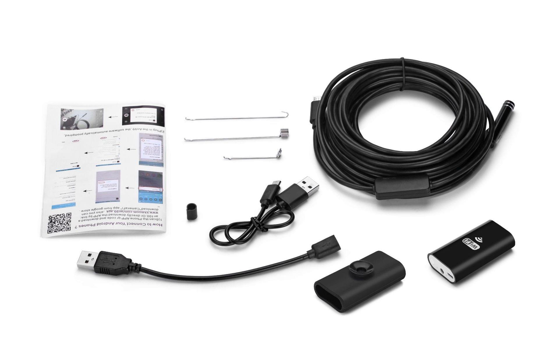 Camera wireless tip endoscop cu 8 led-uri si lumina reglabila, 5 metri, rezistenta la apa,  onuvio® 