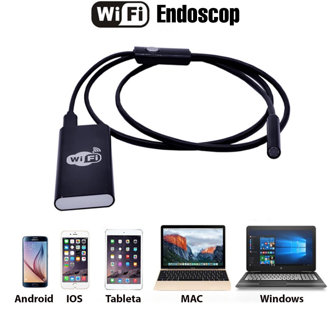 Camera wireless tip endoscop cu 8 led-uri si lumina reglabila, 5 metri, rezistenta la apa,  onuvio® 
