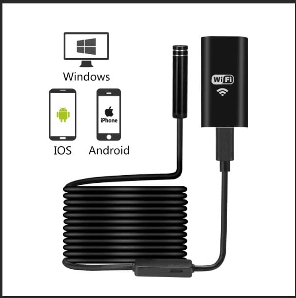 Camera wireless tip endoscop cu 8 led-uri si lumina reglabila, 5 metri, rezistenta la apa,  onuvio® 